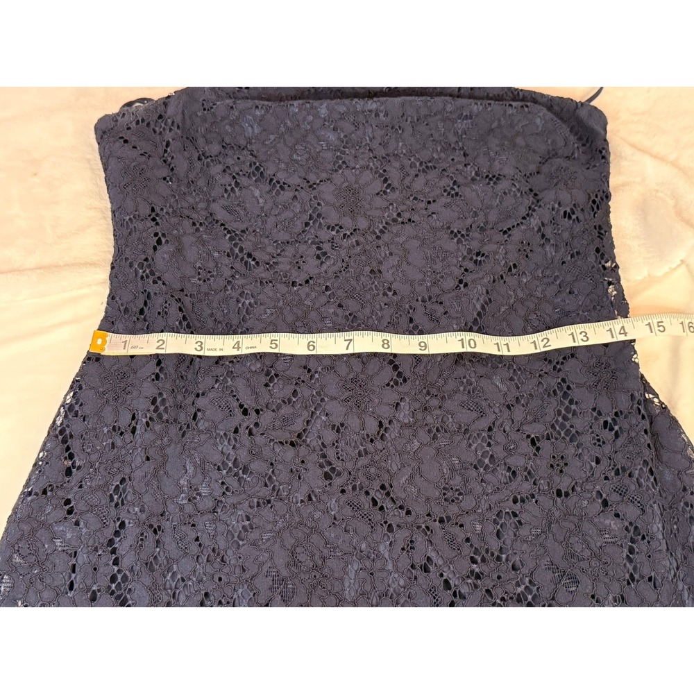 Blue Rain Navy Lace Slip Dress Small Spaghetti Strap Lined Mini Shift Boho - Picture 3 of 9